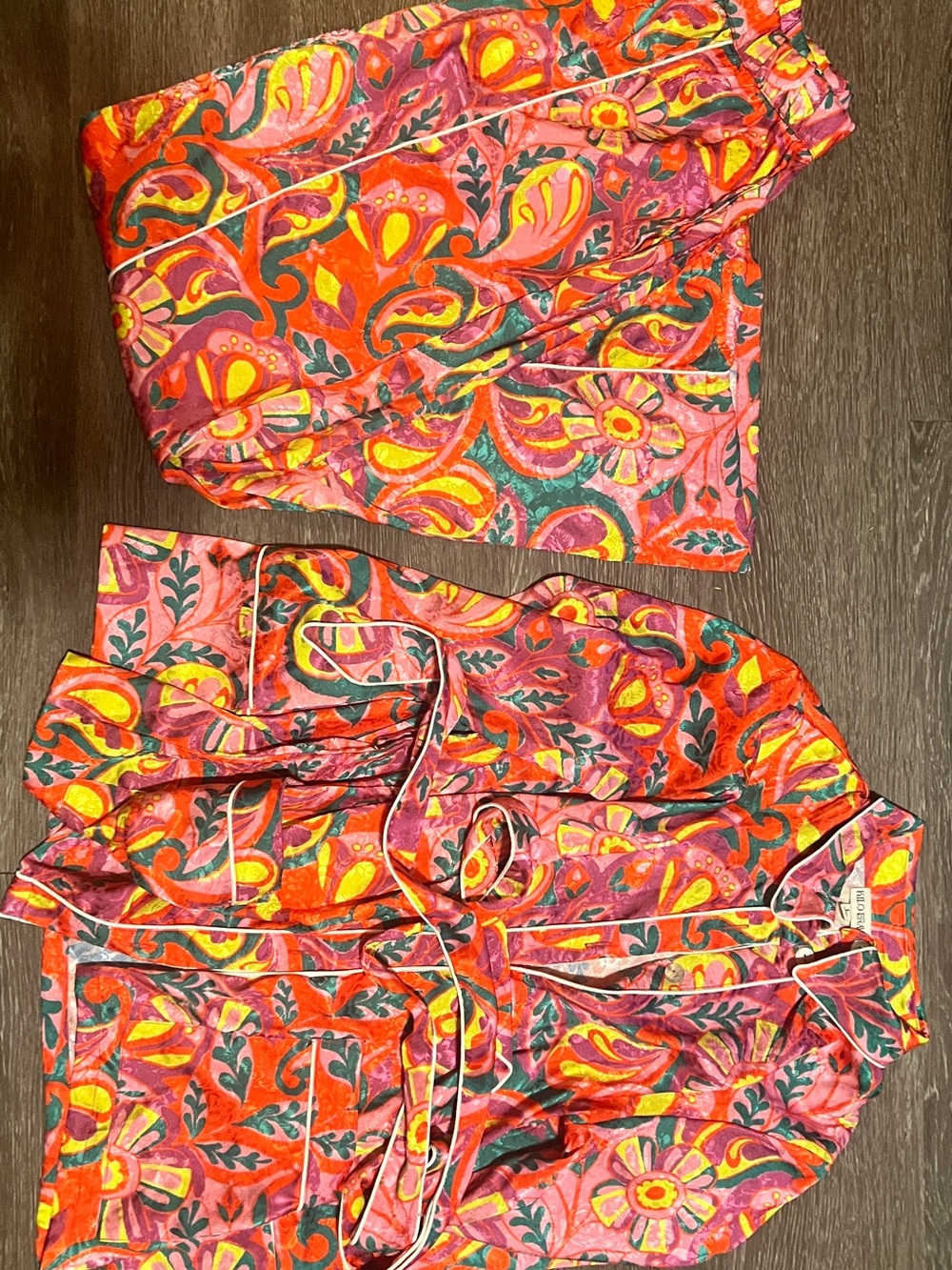 Kilo Brava Floral Print Pajama Set - Pink & Orange